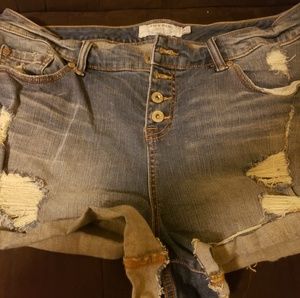 Destructed jean shorts